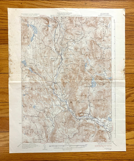 Antique Rumney, New Hampshire 1932 US Geological Survey Topographic Map – White Mountains, Warren, Woodstock, Ellsworth, Grafton County, NH