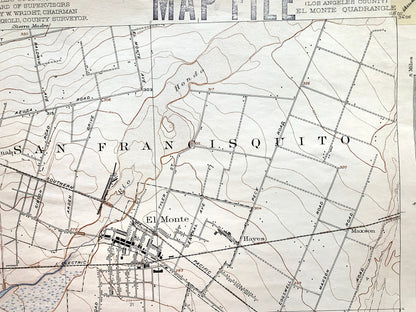 Antique El Monte, California 1926 US Geological Survey Topographic Map – Los Angeles, San Marino, San Gabriel, Alhambra, Monterey Park, CA