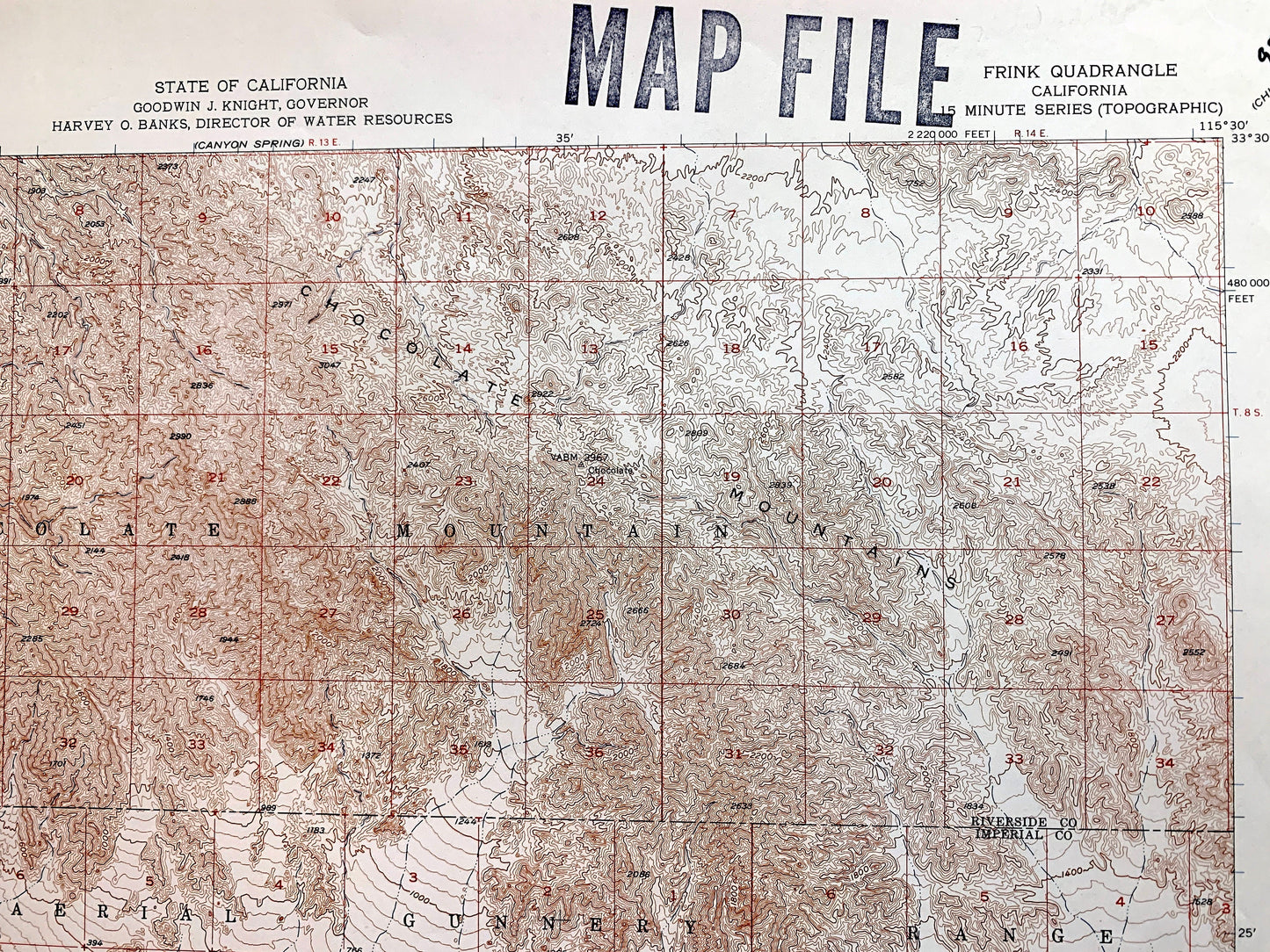 Antique Frink, California 1956 US Geological Survey Topographic Map – Salton Sea, Mundo, Pope, Imperial, Riverside County, Coachella CA