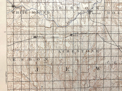 Antique Mankato, Kansas 1894 US Geological Survey Topographic Map – Jewell, Mitchell County, Cawker, Burr Oak, Randall, Webber, Ionia, KS