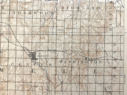 Antique Mankato, Kansas 1894 US Geological Survey Topographic Map – Jewell, Mitchell County, Cawker, Burr Oak, Randall, Webber, Ionia, KS