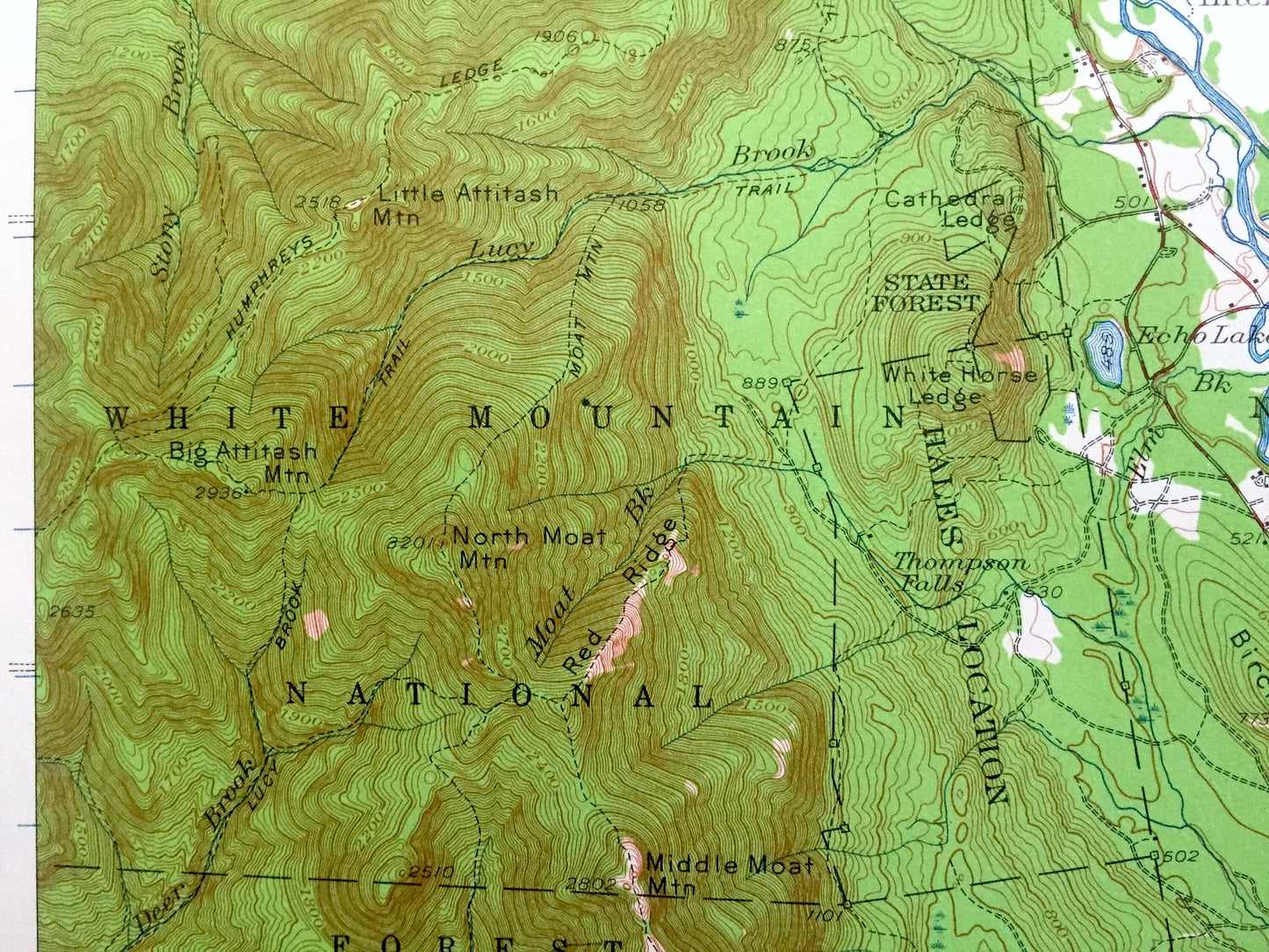 Antique North Conway, New Hampshire 1942 US Geological Survey Topographic Map – Chatham, Jackson, Albany, Bartlett, White Mountains, Ski, NH