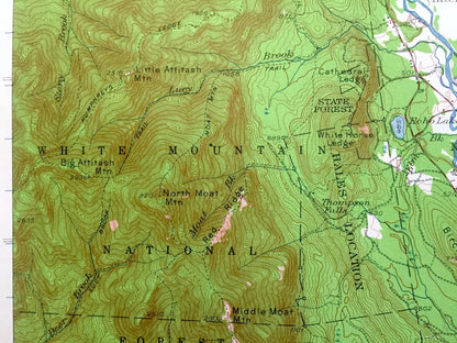 Antique North Conway, New Hampshire 1942 US Geological Survey Topographic Map – Chatham, Jackson, Albany, Bartlett, White Mountains, Ski, NH