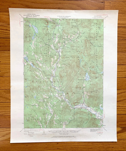 Antique Rumney, New Hampshire 1928 US Geological Survey Topographic Map – White Mountains, Warren, Woodstock, Ellsworth, Grafton County, NH