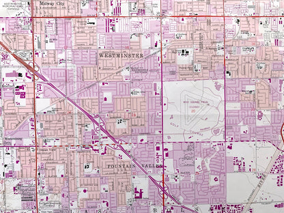 Antique Newport Beach, California 1965 US Geological Survey Topographic Map – Huntington, Balboa, Corona del Mar, Santa Ana Orange County CA