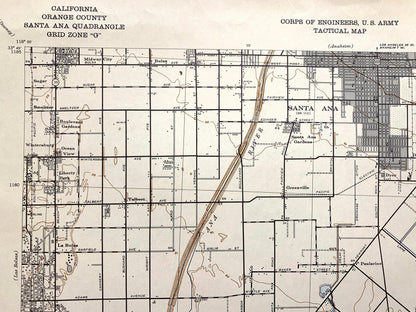 Antique Newport Beach, California 1942 US Geological Survey Topographic Map – Santa Ana, Huntington, Corona del Mar, Orange County, CA