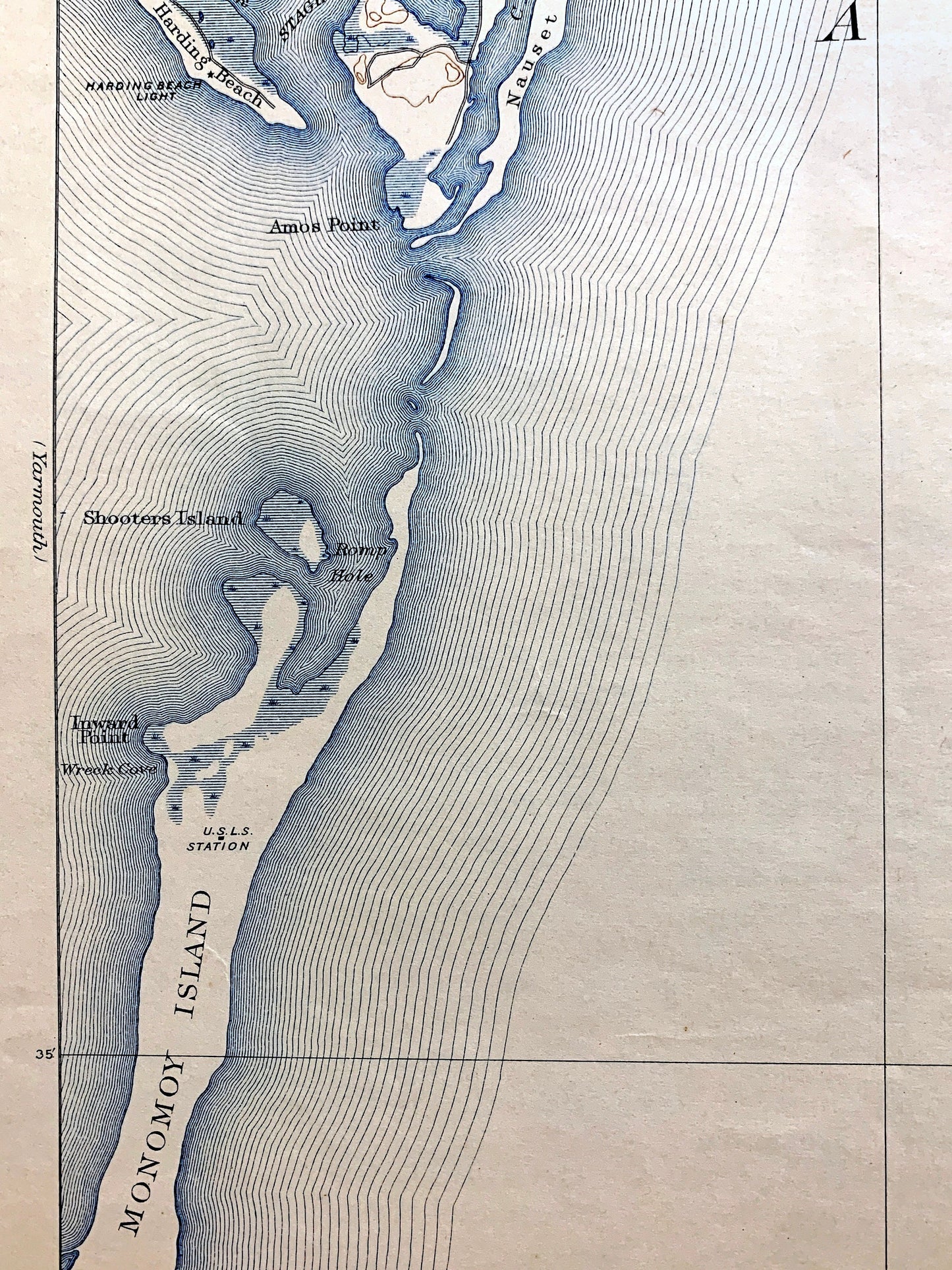 Antique Chatham, Massachusetts 1893 US Geological Survey Topographic Map – Cape Cod, Barnstable County, Brewster, Harwich, South Orleans, MA