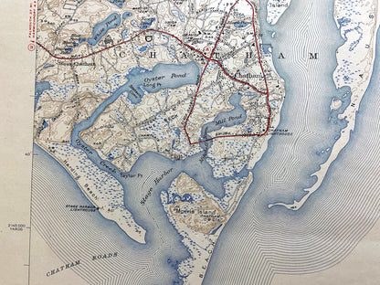 Antique Chatham, Massachusetts 1943 US Geological Survey Topographic Map – Barnstable County, Brewster, Harwich, South Orleans, Cape Cod, MA