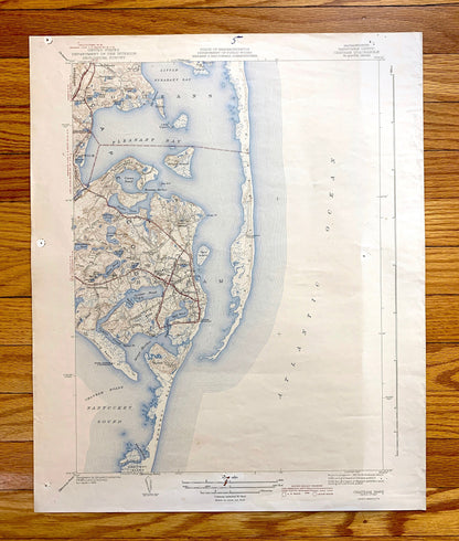 Antique Chatham, Massachusetts 1943 US Geological Survey Topographic Map – Barnstable County, Brewster, Harwich, South Orleans, Cape Cod, MA