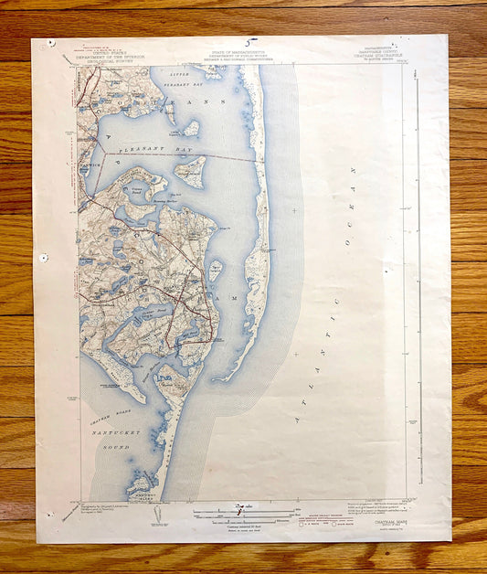 Antique Chatham, Massachusetts 1943 US Geological Survey Topographic Map – Barnstable County, Brewster, Harwich, South Orleans, Cape Cod, MA