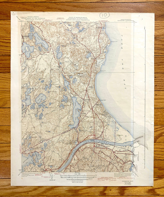 Antique Sagamore, Massachusetts 1940 US Geological Survey Topographic Map – Barnstable County, Plymouth, Sandwich, Bourne, Cape Cod Beach MA