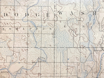 Antique Oconomowoc, Wisconsin 1892 US Geological Survey Topographic Map – Merton, Delafield, Ottawa, Genesee, Waukesha, Pewaukee, Summit, WI
