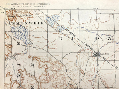 Antique The Dells, Wisconsin 1901 US Geological Survey Topographic Map – Kilbourn, Delton, Lyndon, Reedsburg, Juneau, Sauk, Adams County, WI