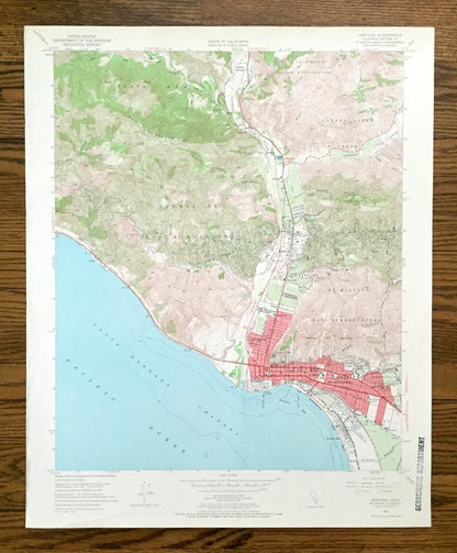 Antique Ventura, California 1951 US Geological Survey Topographic Map – Dulah, Ortonville, Weldons, Wadstrom Casitas Springs Pierpont Bay CA