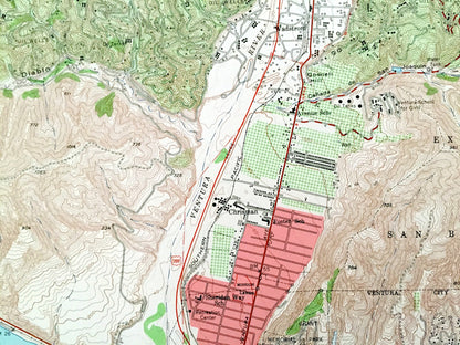 Antique Ventura, California 1951 US Geological Survey Topographic Map – Dulah, Ortonville, Weldons, Wadstrom Casitas Springs Pierpont Bay CA