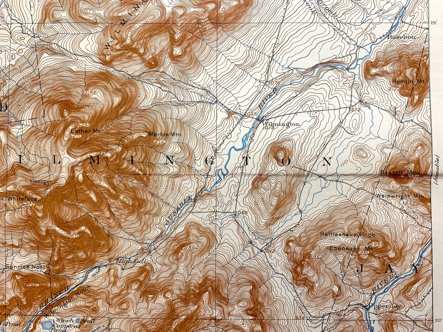 Antique Lake Placid, New York 1898 US Geological Survey Topographic Map – Adirondacks, St Armand, Wilmington, Keene Jay Elba Essex County NY