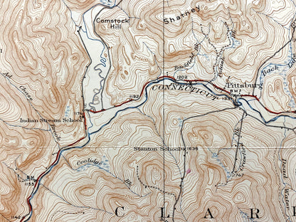 Antique Pittsburg, New Hampshire 1927 US Geological Survey Topographic Map – Clarksville, Happy Corner, Indian Stream, Connecticut Lake, NH
