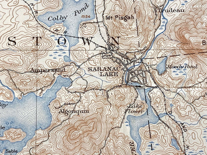 Antique Saranac Lake, New York 1904 US Geological Survey Topographic Map – Adirondacks, Brighton, Franklin, Harrietstown, St Armand, Elba NY