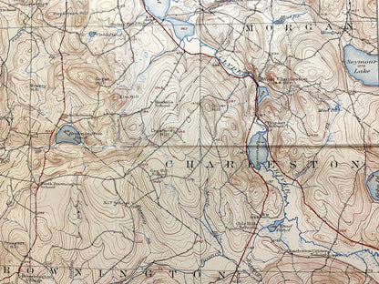 Antique Memphremagog, Vermont 1925 US Geological Survey Topographic Map – Newport, Derby, Conventry, Orleans County, Brownington Westmore VT