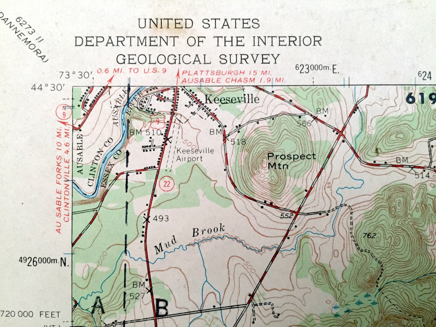 Antique Willsboro, New York 1956 US Geological Survey Topographic Map – Lake Champlain, Adirondacks, Essex, Chittenden Burlington Addison NY