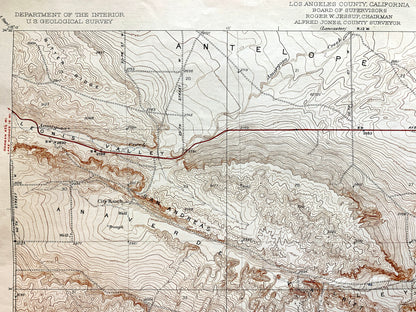 Antique Palmdale, California 1937 US Geological Survey Topographic Map – Los Angeles County, Anaverde Valley, Antelope, Sierra Pelona, CA