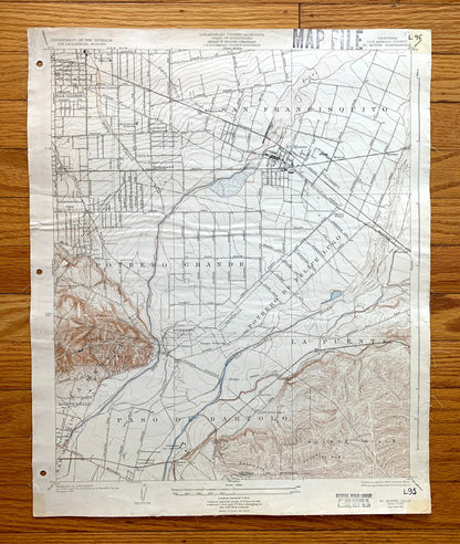Antique El Monte, California 1926 US Geological Survey Topographic Map – Los Angeles, San Marino, San Gabriel, Alhambra, Monterey Park, CA