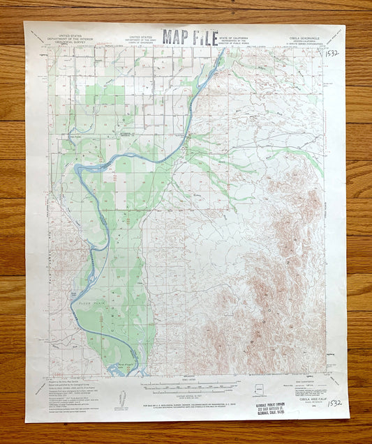 Antique Cibola, Arizona 1951 US Geological Survey Topographic Map – Palo Verde, Colorado River, Yuma Imperial County California, AZ, CA