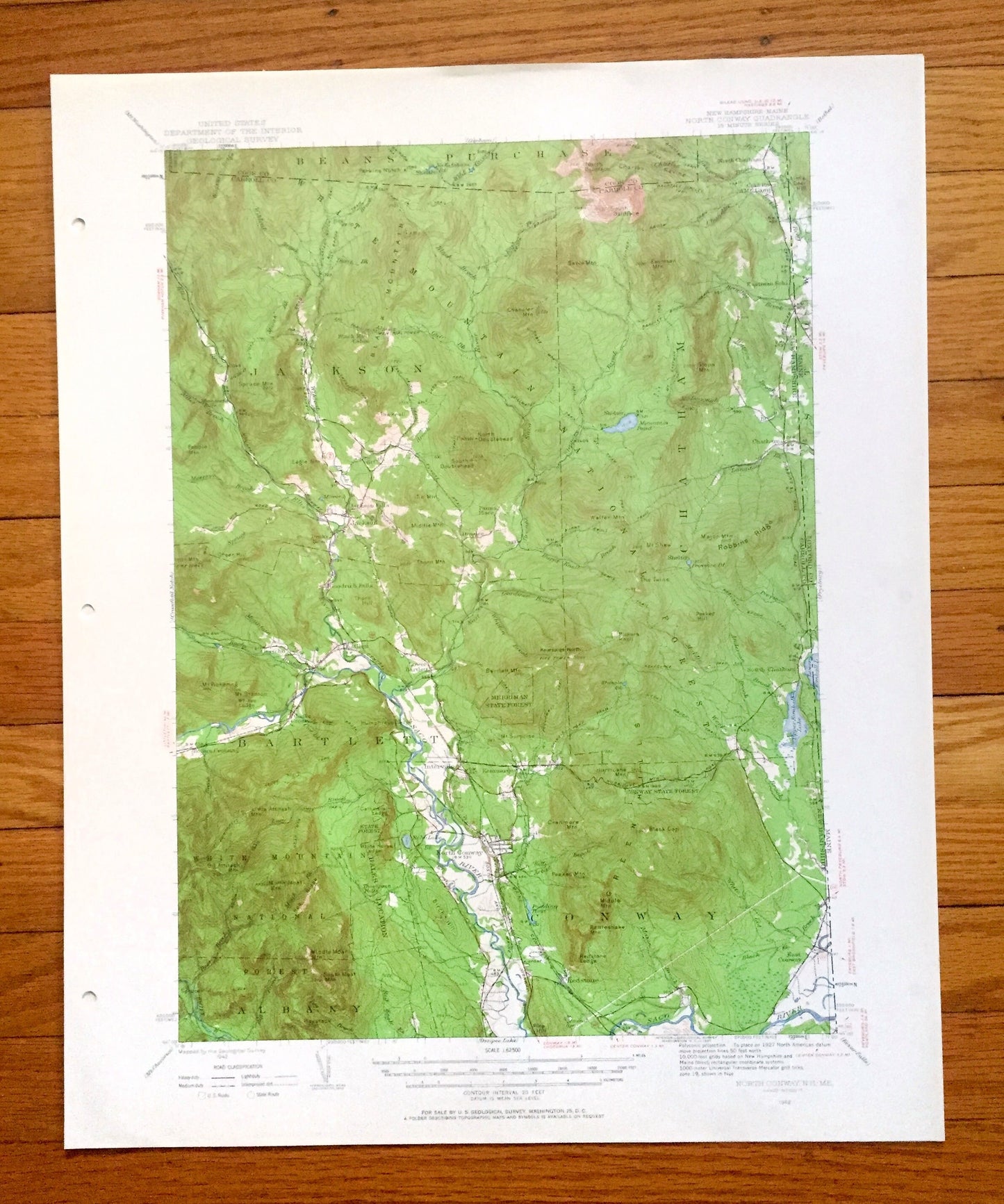 Antique North Conway, New Hampshire 1942 US Geological Survey Topographic Map – Chatham, Jackson, Albany, Bartlett, White Mountains, Ski, NH