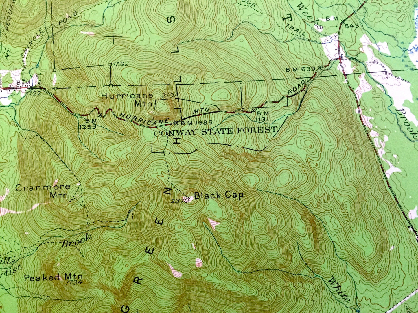 Antique North Conway, New Hampshire 1942 US Geological Survey Topographic Map – Chatham, Jackson, Albany, Bartlett, White Mountains, Ski, NH