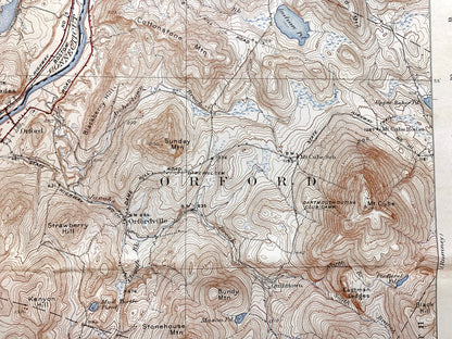 Antique Mt Cube, New Hampshire 1933 US Geological Survey Topographic Map – Grafton County, Orford, Lyme, Thetford, Fairlee, Vermont, NH VT