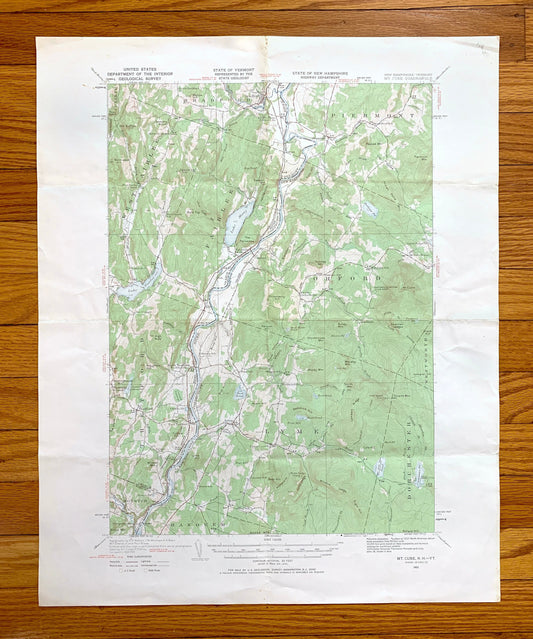 Antique Mt Cube, New Hampshire 1931 US Geological Survey Topographic Map – Grafton County, Orford, Lyme, Thetford, Fairlee, Vermont, NH VT