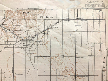 Antique Redondo Beach, California 1896 US Geological Survey Topographic Map – Los Angeles County, San Pedro, Torrance, Hermosa, Clifton, CA