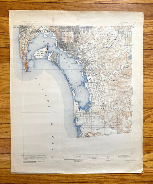 Antique San Diego, California 1904 US Geological Survey Topographic Map – San Ysidro, Fruitdale, Imperial Beach, Otay Valley, Chula Vista CA