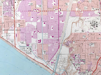 Antique Newport Beach, California 1965 US Geological Survey Topographic Map – Huntington, Balboa, Corona del Mar, Santa Ana Orange County CA