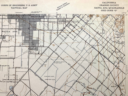Antique Newport Beach, California 1942 US Geological Survey Topographic Map – Santa Ana, Huntington, Corona del Mar, Orange County, CA