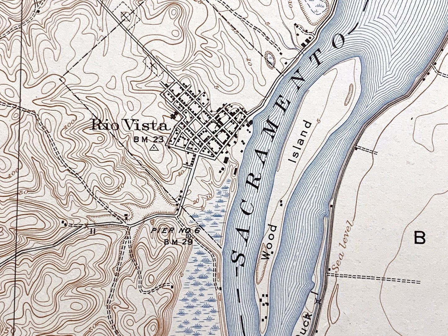 Antique Rio Vista, California 1910 US Geological Survey Topographic Map –  Brannan Island, Los Ulpinos, Yolo Basin, Ida Ryer Island, CA