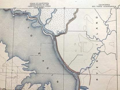 Antique Rio Vista, California 1910 US Geological Survey Topographic Map –  Brannan Island, Los Ulpinos, Yolo Basin, Ida Ryer Island, CA