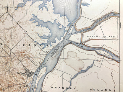 Antique Rio Vista, California 1910 US Geological Survey Topographic Map –  Brannan Island, Los Ulpinos, Yolo Basin, Ida Ryer Island, CA