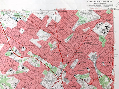 Antique Germantown, Pennsylvania 1967 US Geological Survey Topographic Map – Philadelphia, Montgomery County, Whitemarsh, Springfield, PA