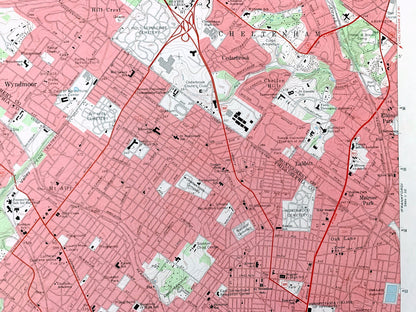 Antique Germantown, Pennsylvania 1967 US Geological Survey Topographic Map – Philadelphia, Montgomery County, Whitemarsh, Springfield, PA