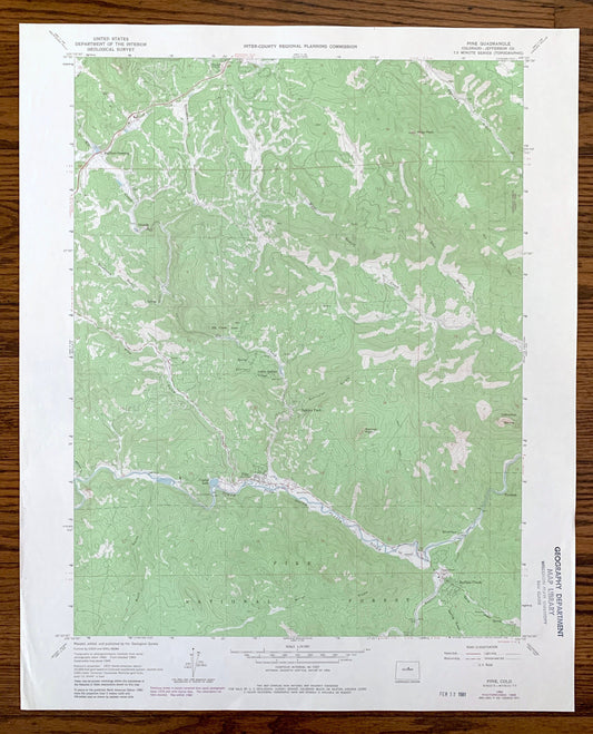 Antique Pine, Colorado 1965 US Geological Survey Topographic Map – Jefferson County, Glenelk, Ferndale, Riverview, Buffalo Creek, CO