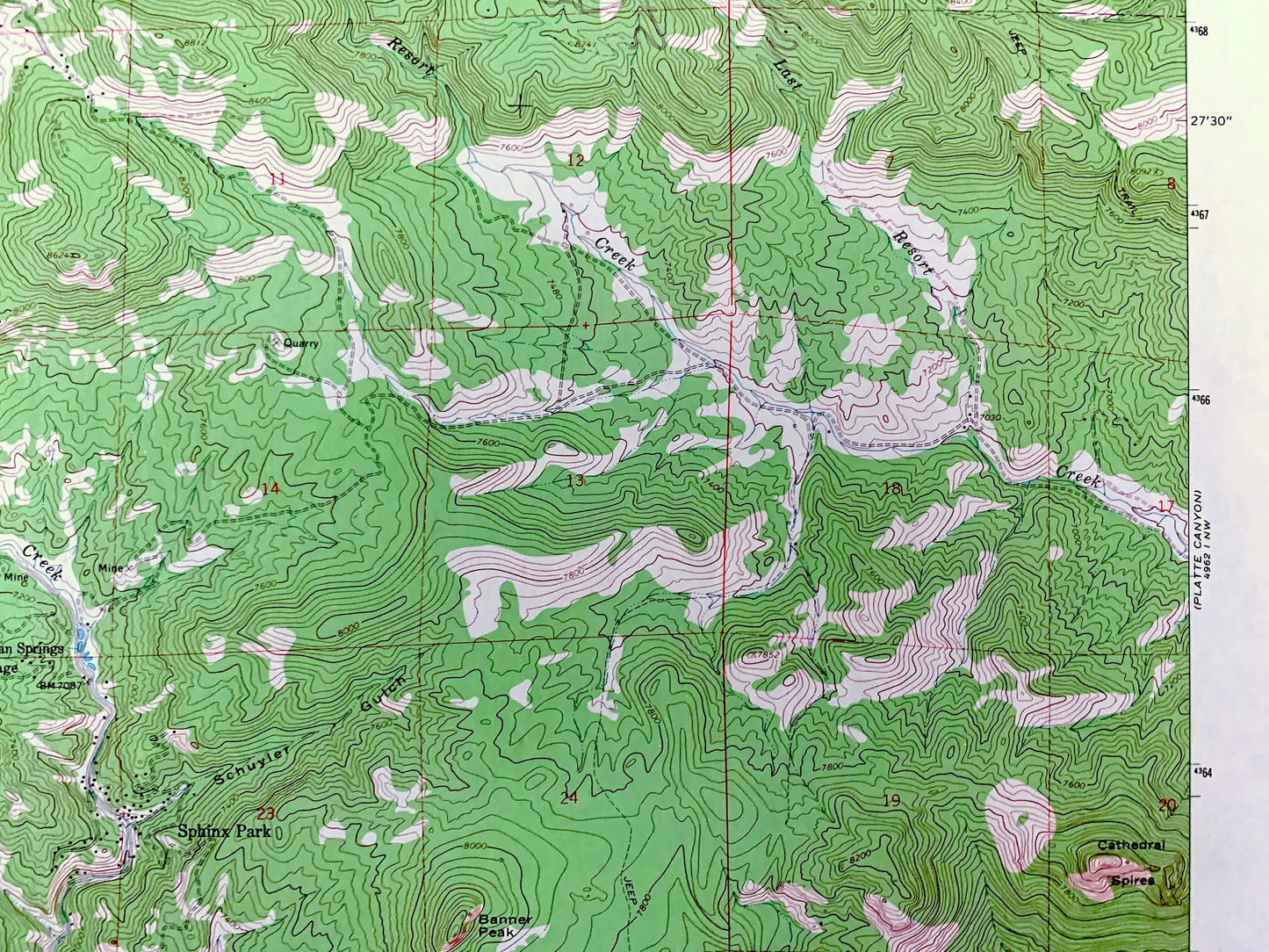 Antique Pine, Colorado 1965 US Geological Survey Topographic Map – Jefferson County, Glenelk, Ferndale, Riverview, Buffalo Creek, CO
