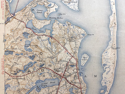 Antique Chatham, Massachusetts 1943 US Geological Survey Topographic Map – Barnstable County, Brewster, Harwich, South Orleans, Cape Cod, MA