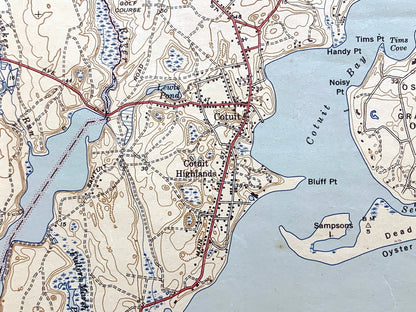 Antique Mashpee, Massachusetts 1943 US Geological Survey Topographic Map – Cape Cod, Cotuit, Barnstable County, Nantucket Sound, Sandwich MA