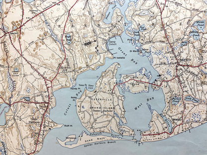 Antique Mashpee, Massachusetts 1943 US Geological Survey Topographic Map – Cape Cod, Cotuit, Barnstable County, Nantucket Sound, Sandwich MA