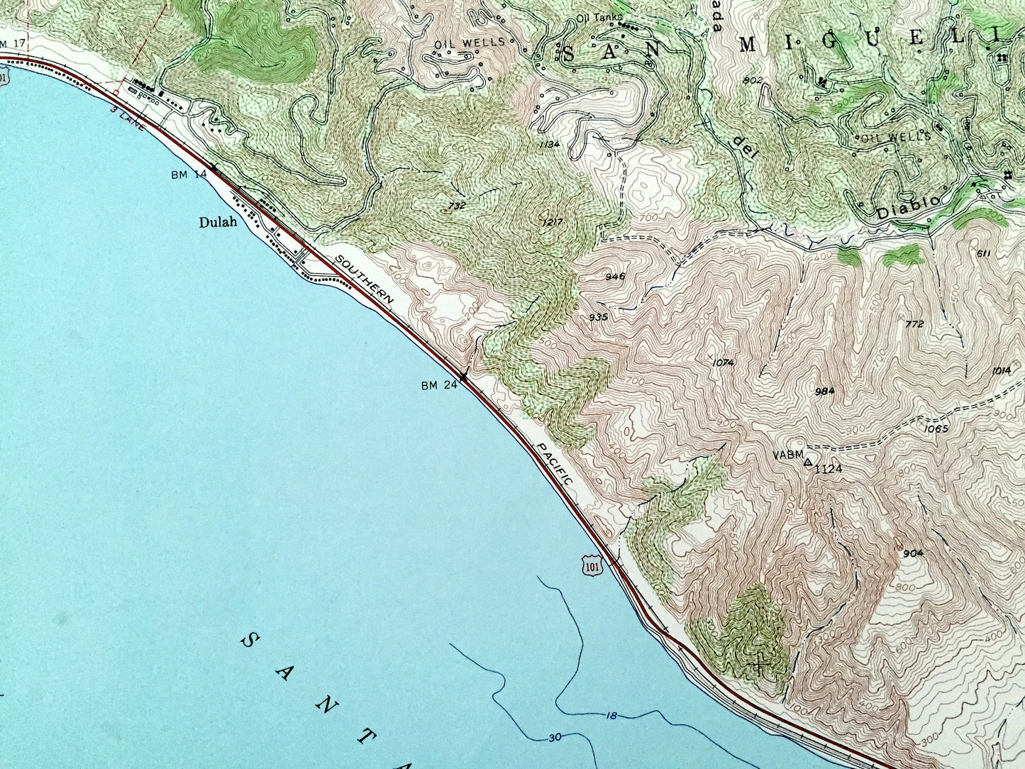Antique Ventura, California 1951 US Geological Survey Topographic Map – Dulah, Ortonville, Weldons, Wadstrom Casitas Springs Pierpont Bay CA