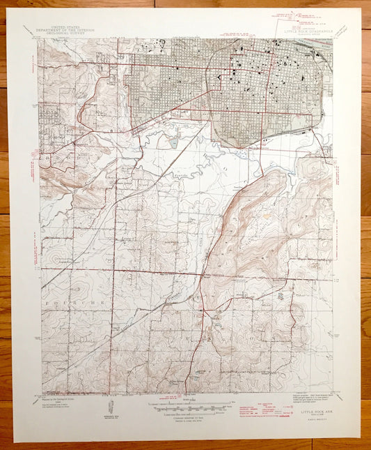 Antique Little Rock, Arkansas 1946 US Geological Survey Topographic Map – Pulaski, Saline County, Geyer Springs, Brodie, Big Rock, AR