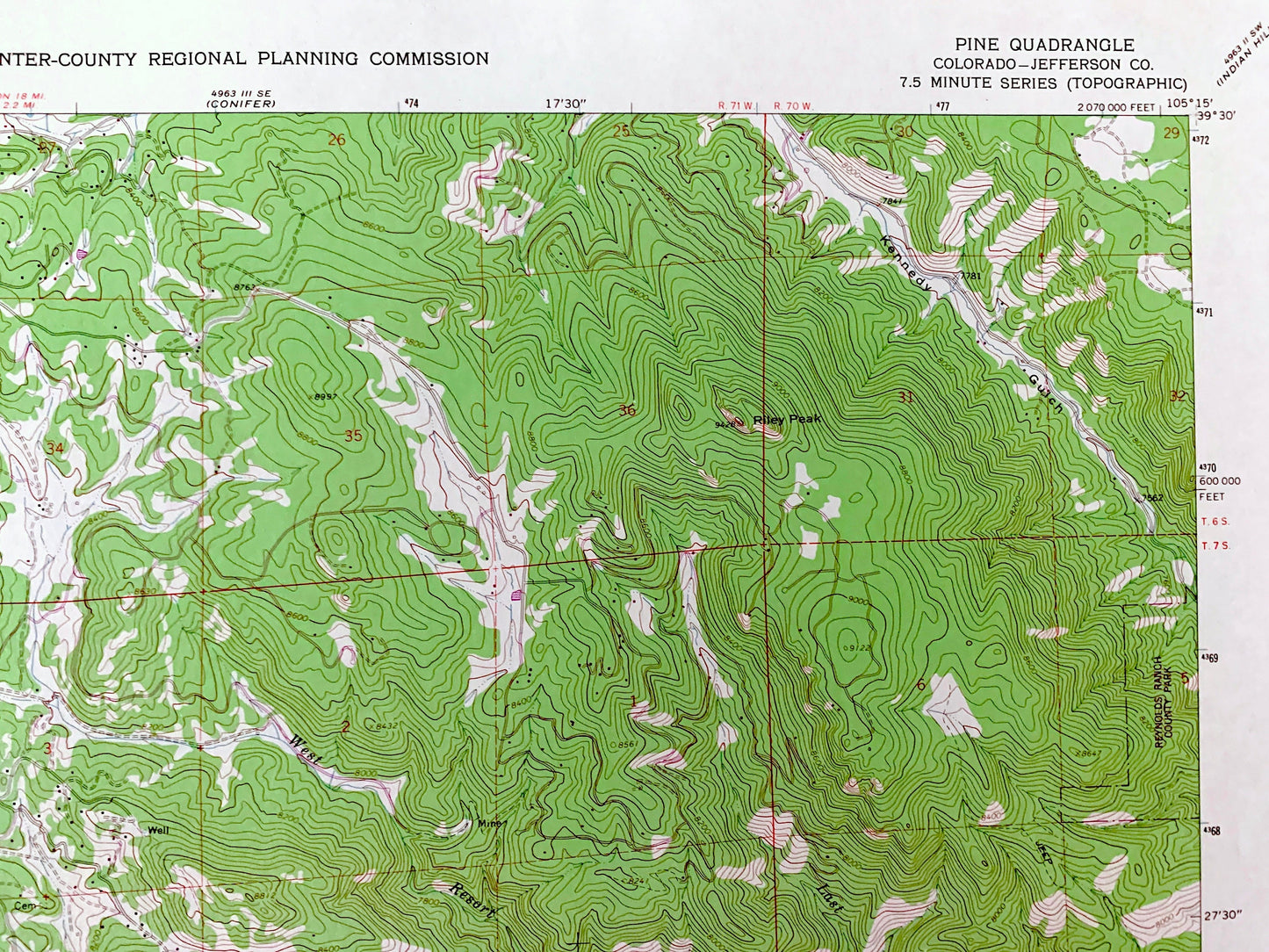 Antique Pine, Colorado 1965 US Geological Survey Topographic Map – Jefferson County, Glenelk, Ferndale, Riverview, Buffalo Creek, CO
