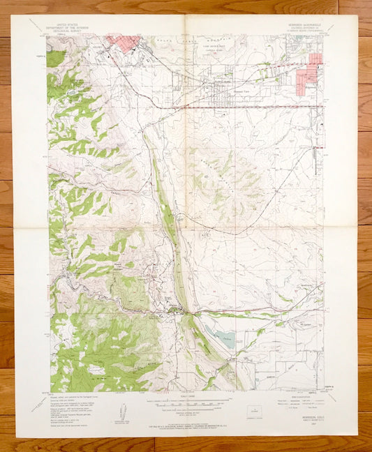 Antique Morrison, Colorado 1957 US Geological Survey Topographic Map – Red Rocks, Green Mountain, Golden, Idledale, Pleasant View, Edgemont