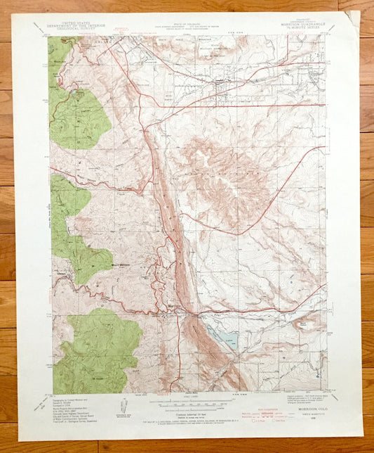 Antique Morrison, Colorado 1938 US Geological Survey Topographic Map – Golden, Idledale, Red Rocks, Jefferson County, Green Mountain